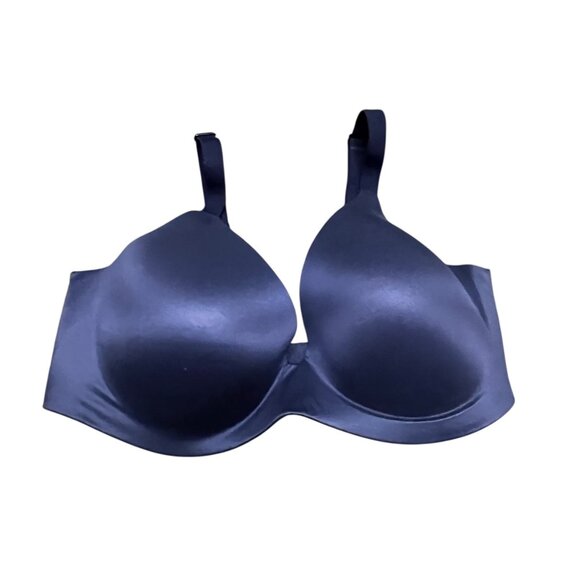 Victorias Secret Bra Lined Semi Demi Bra size 38DD Dark Blue Wireless - Picture 2 of 7